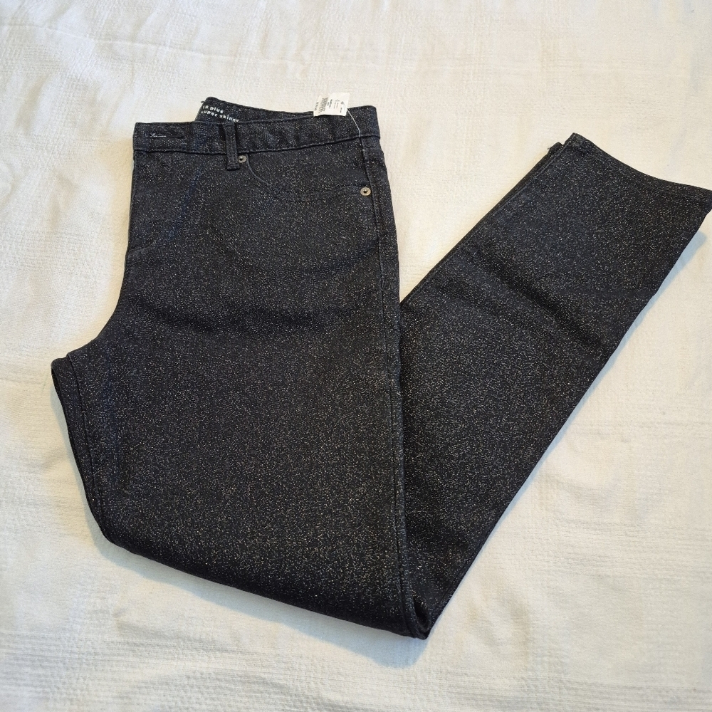 Gap girls size 18 plus black sparkly jeans lots of stretch NEW